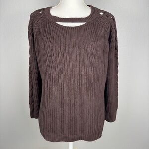 Altar'd State Women’s Medium Brown Sweater Braided Cutout Chunky Knit Fall